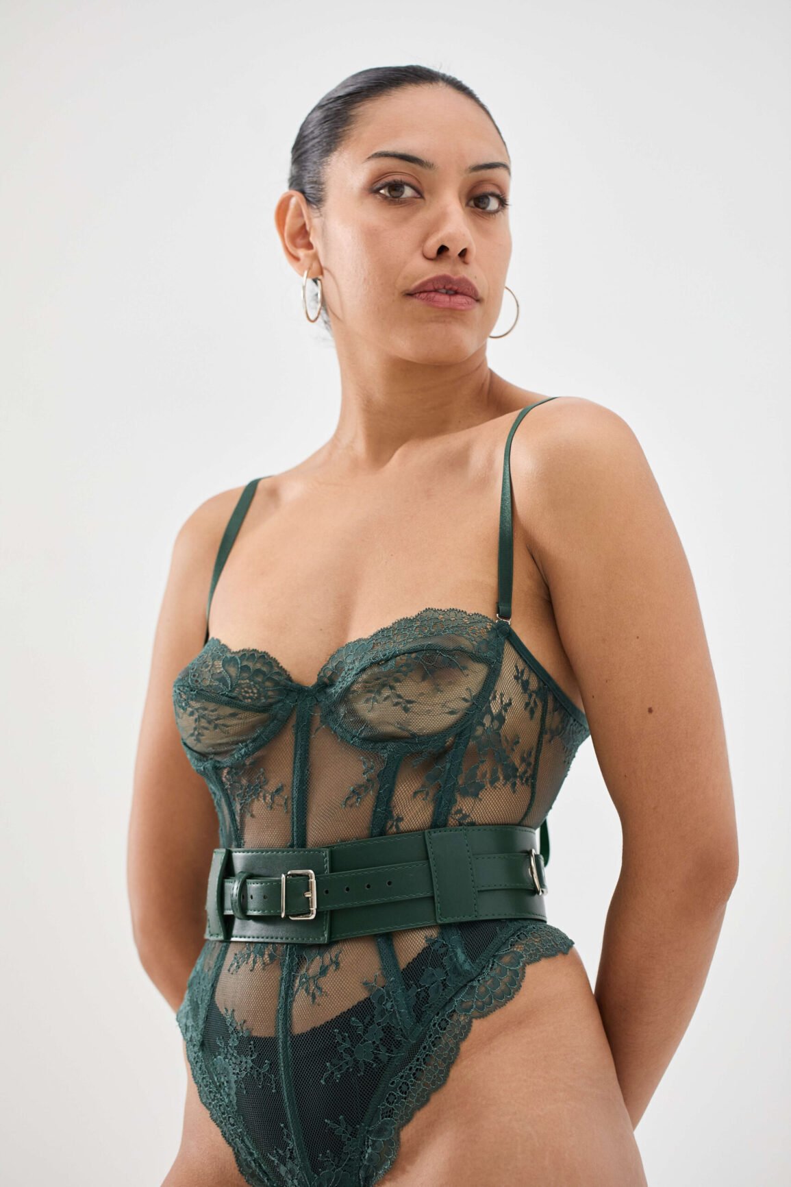 green lace bodysuit dentelle lingerie