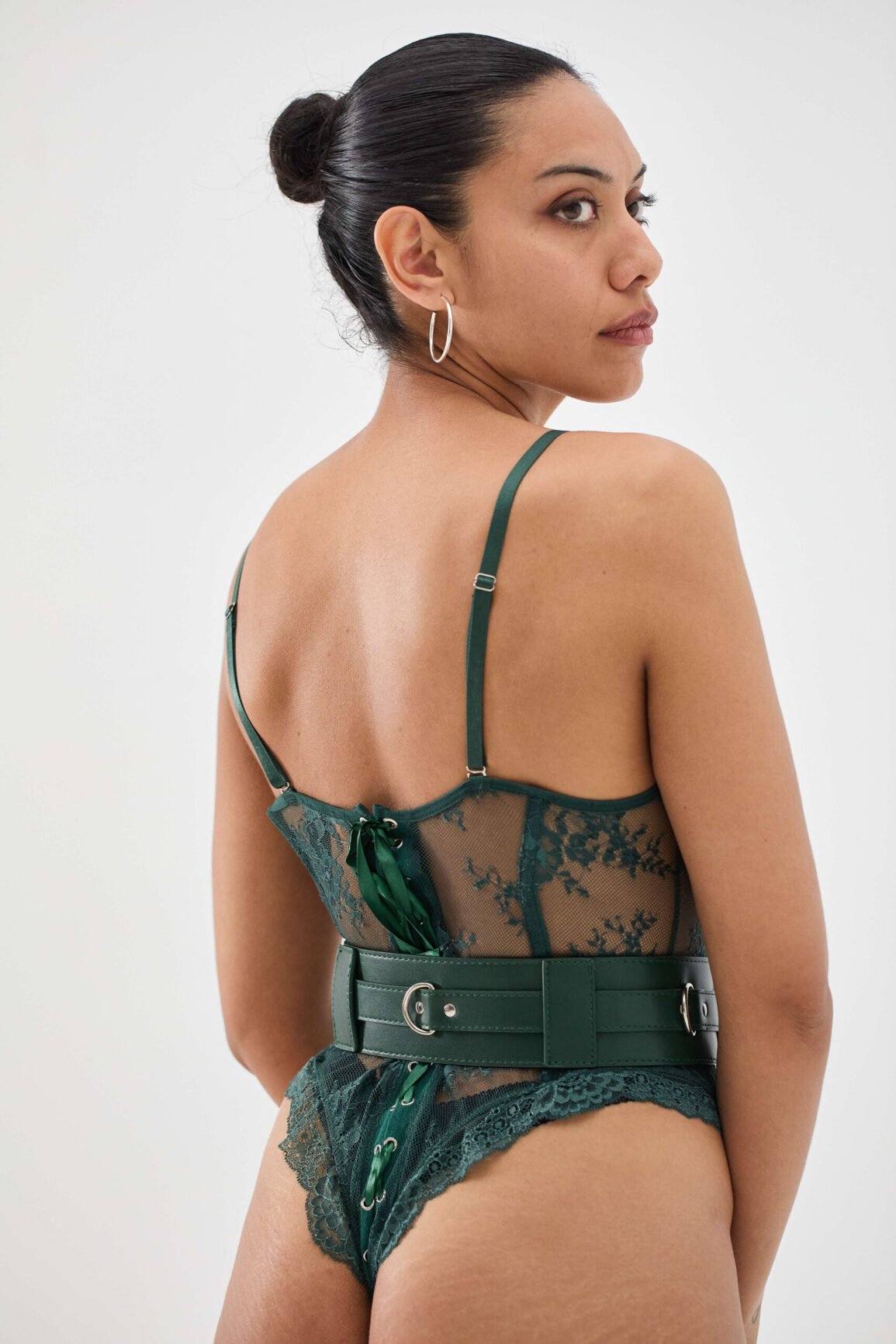 green leather belt lingerie