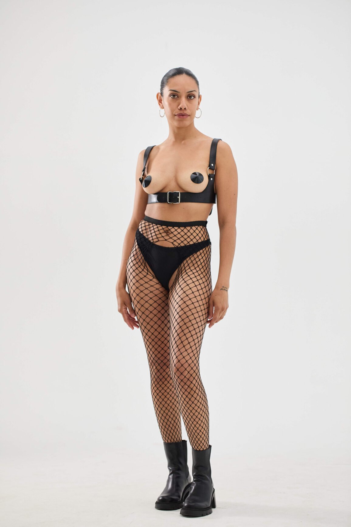 black fishnet lingerie