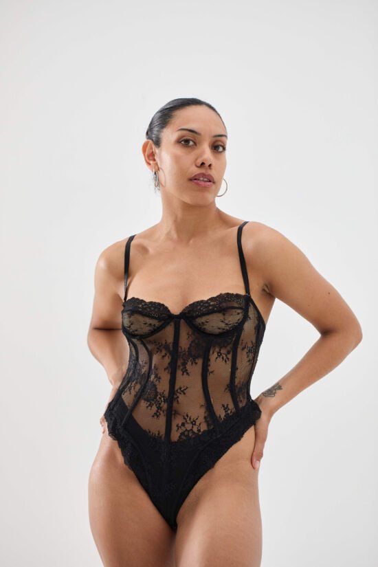 black lace bodysuit lingerie